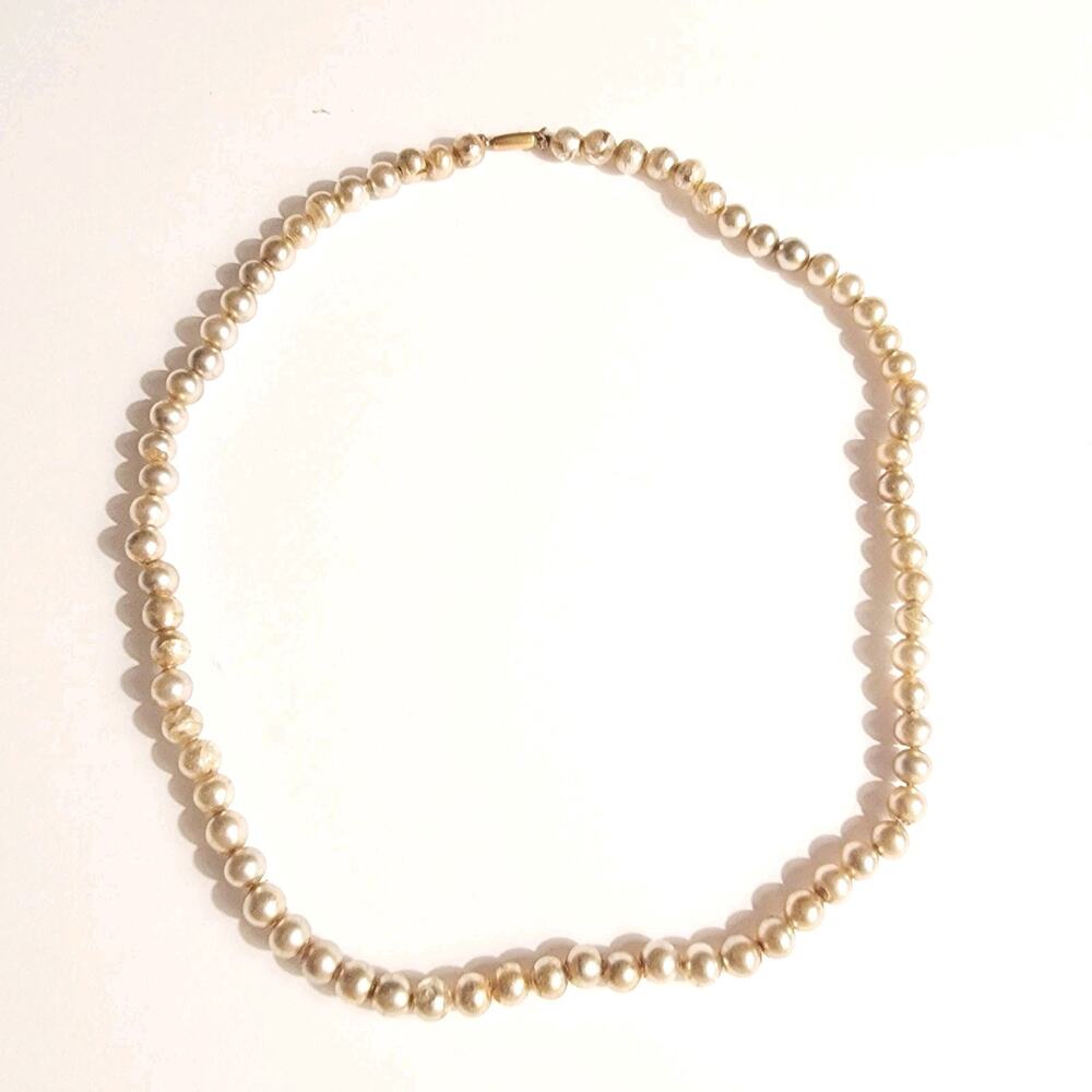 Gorgeous Vintage Pearl Choker 10k Gold Barrel Clsp Necklace 16"